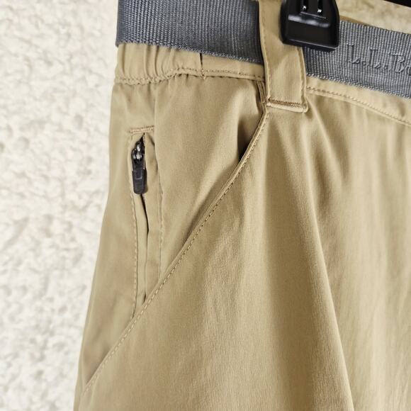 LL Bean Pants Mens Medium Khaki SunSmart UPF 50+ Outdoor Hiking Nylon Belted - Picture 11 of 16
